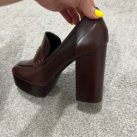 COACH llyse Leather Platform Block Heel Loafer Pumps - Picture 4 of 6